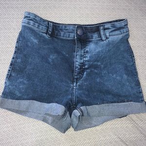 H&M Denim shorts in dark wash with acid finish